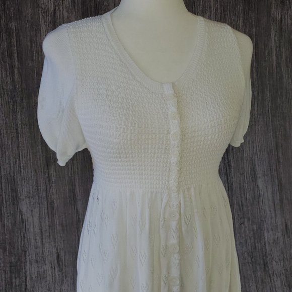 Twin Set Simona Barbieri Italy White Top Sweater Dress Button Up NWT Size Small - Picture 2 of 5